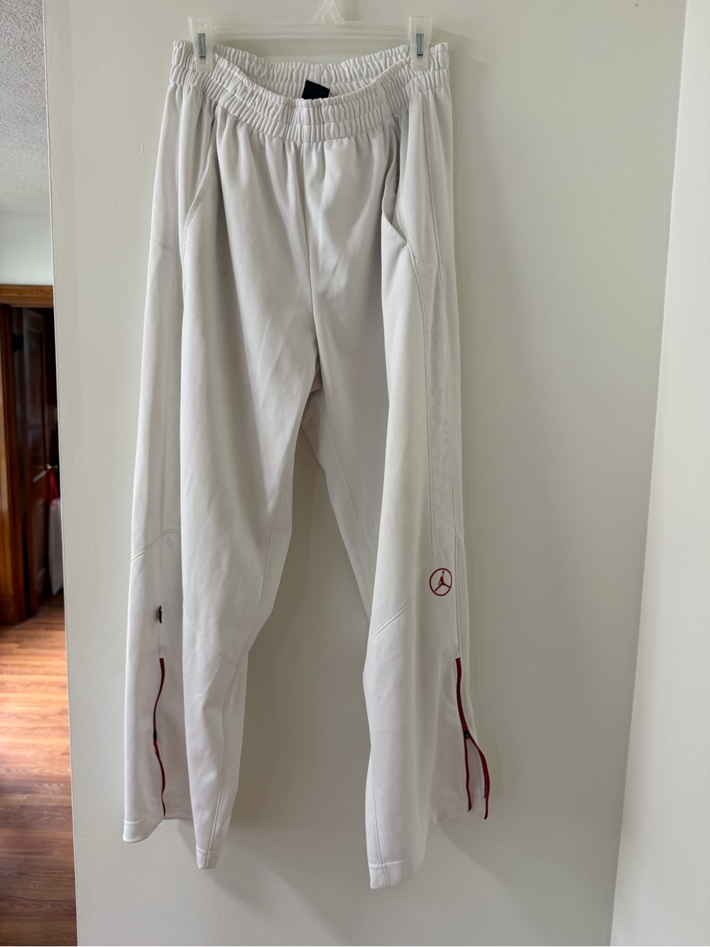Jordan White Men's Track Joggers with Maroon Accents